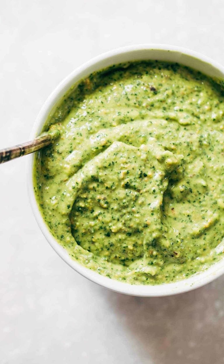 Magic green sauce in a bowl.